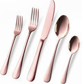 Copper Rose Gold Silverware Set 40-Piece - Mirror Polished Flatware