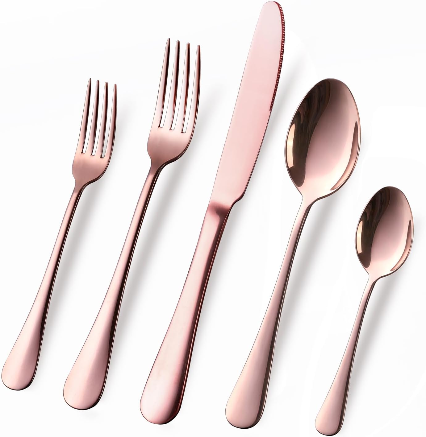 Copper/Rose Gold Silverware Set - 40-Piece Flatware for 8