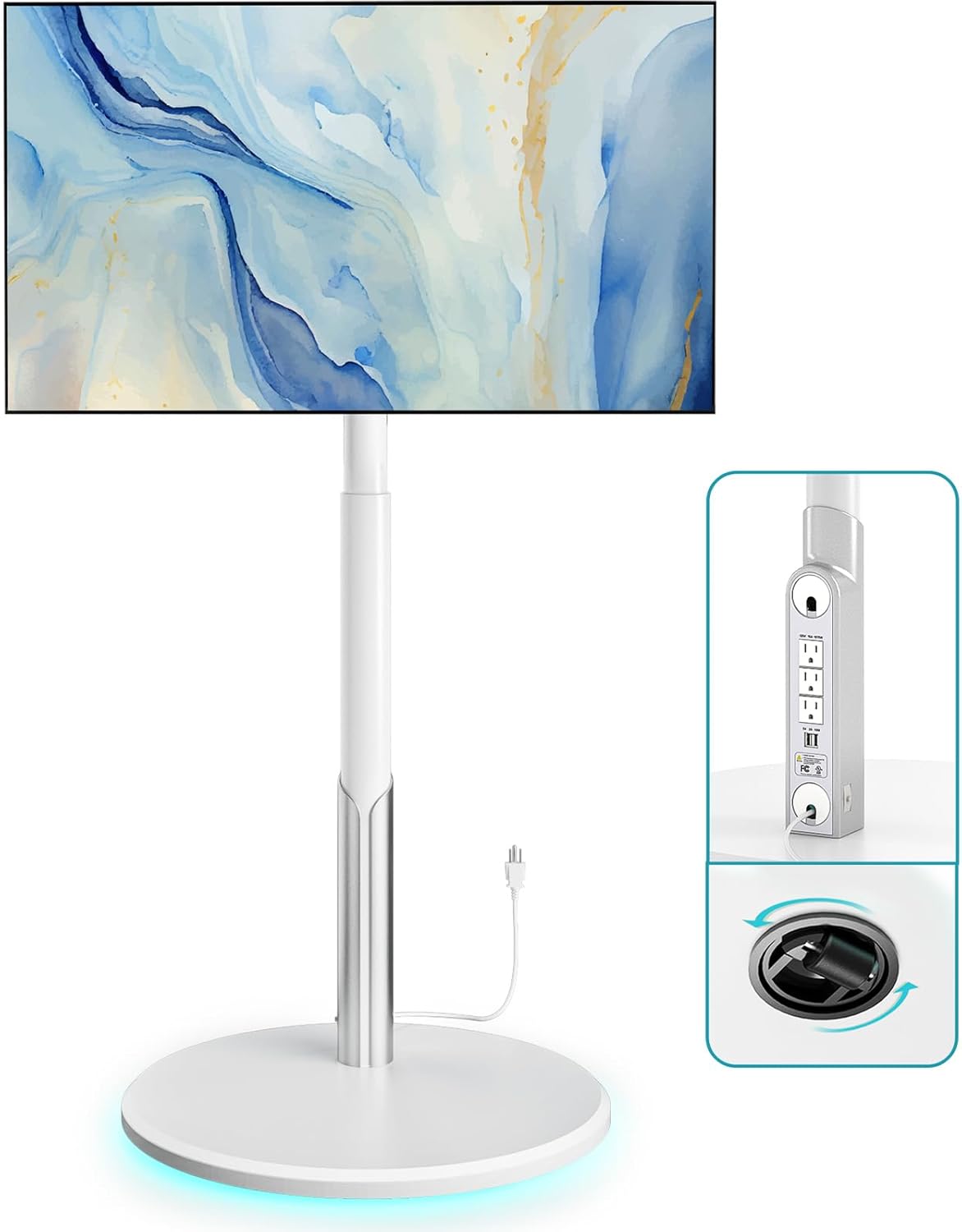 Adjustable Height Mobile TV Stand with Power Outlet - Holds 88lbs!