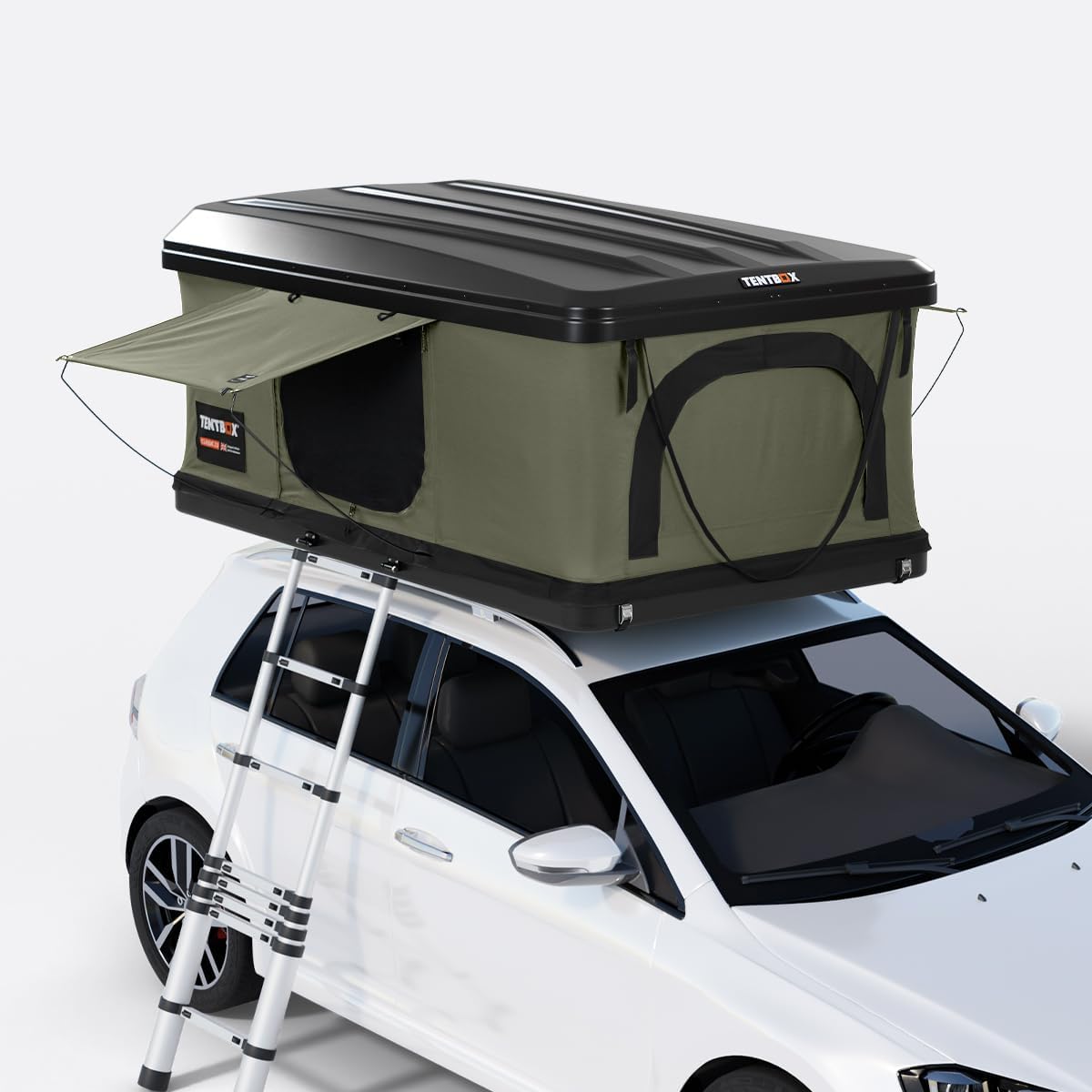TentBox Car Roof Top Tent: Gas Assisted Setup - Sleeps 2 - Four Season Camping