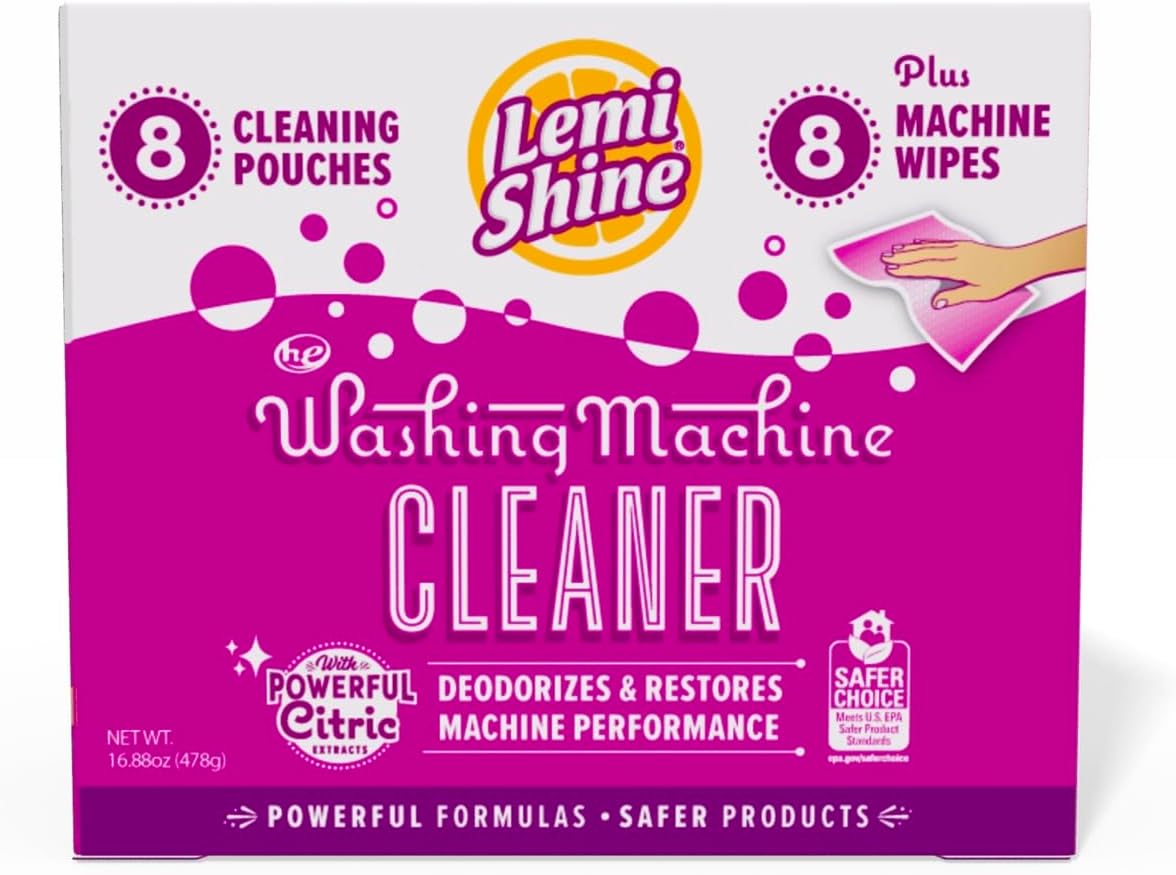 Lemi Shine Washing Machine Cleaner | 100% Hard Water Clean | Citric Power | 8 Count