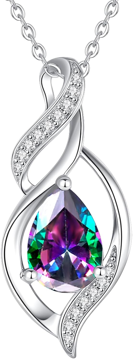 FANCIME Birthstone Necklace for Women Teardrop Jewelry Gift