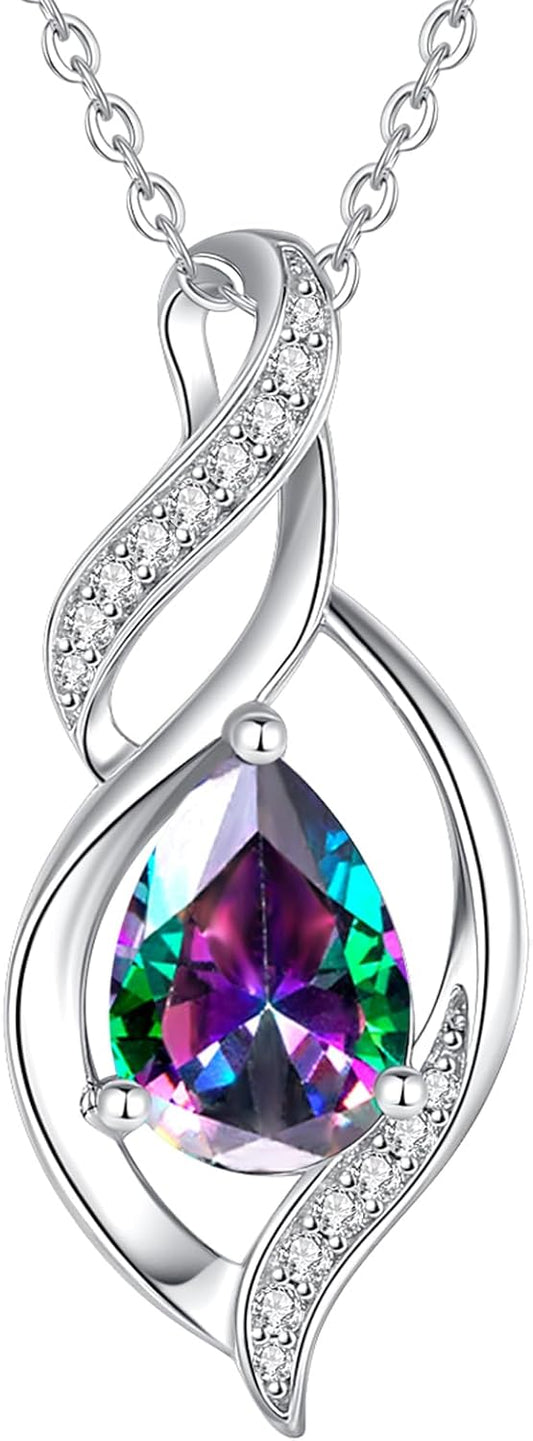 FANCIME Birthstone Necklace for Women Teardrop Jewelry Gift