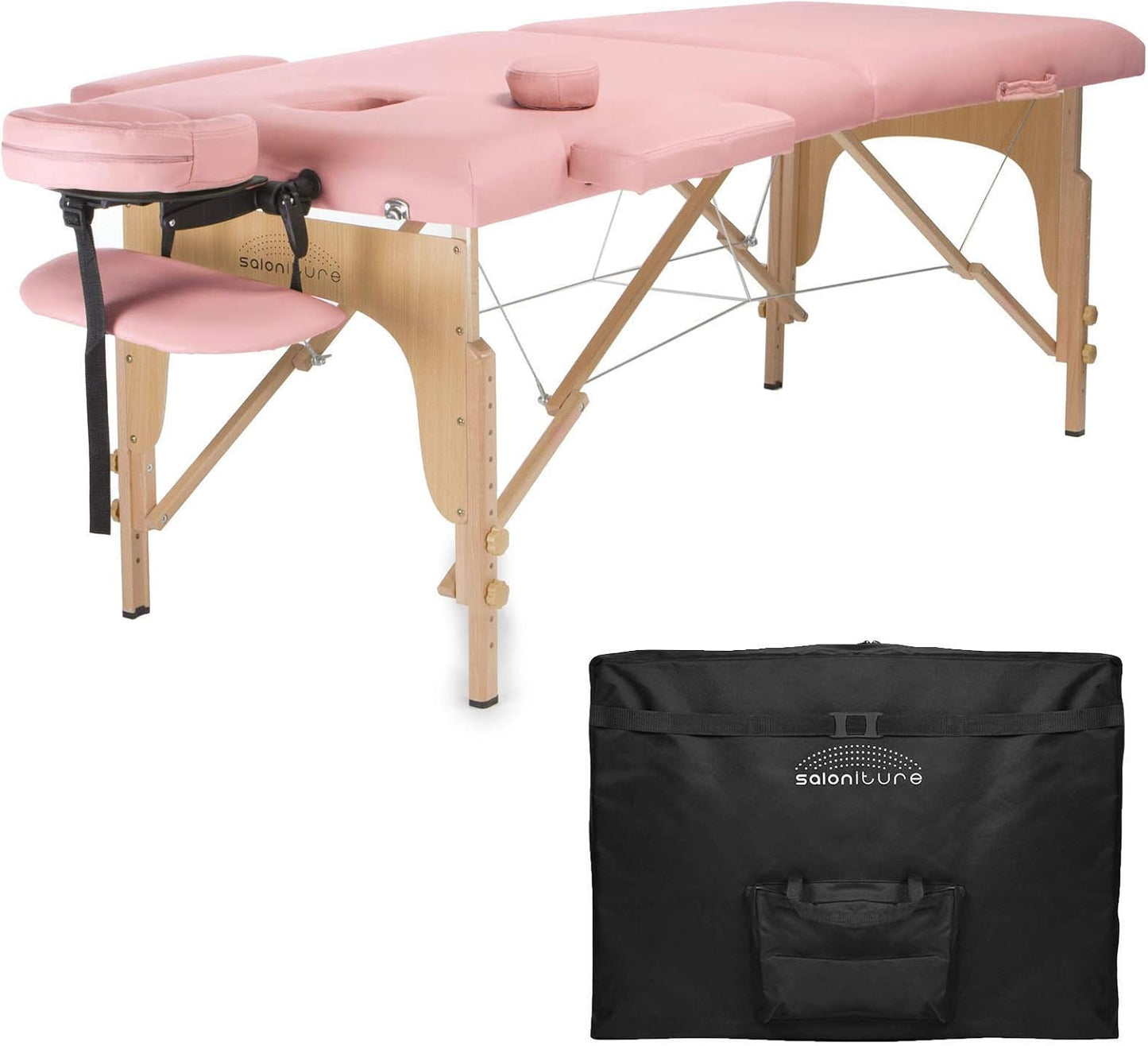 Portable Folding Massage Table with Carrying Case - Pink Color