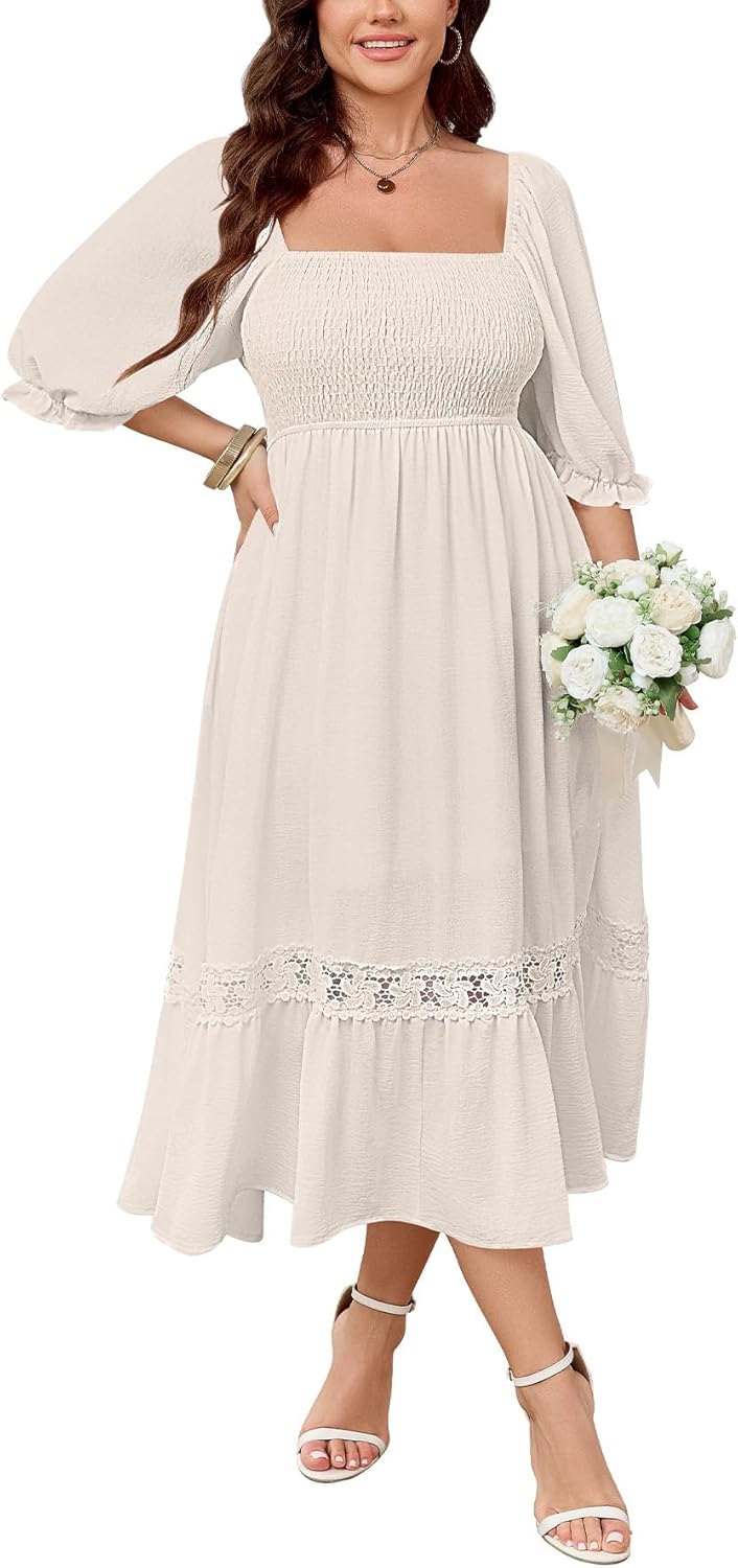 SCOMCHIC Plus Size Maxi Dress for Wedding Guests and Parties