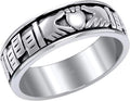 Sterling Silver Irish Celtic Claddagh Spinner Ring Band - 7mm
