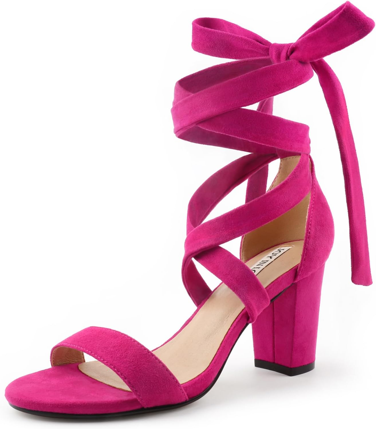 JOY IN LOVE Women's Lace Up Heels with Chunky Block Heel Style