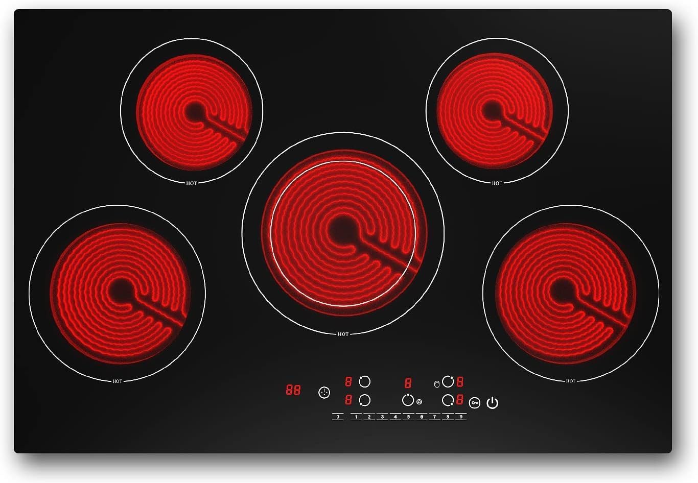 VBGK Electric Cooktop 30 Inch with 5 Burners and Touch Screen