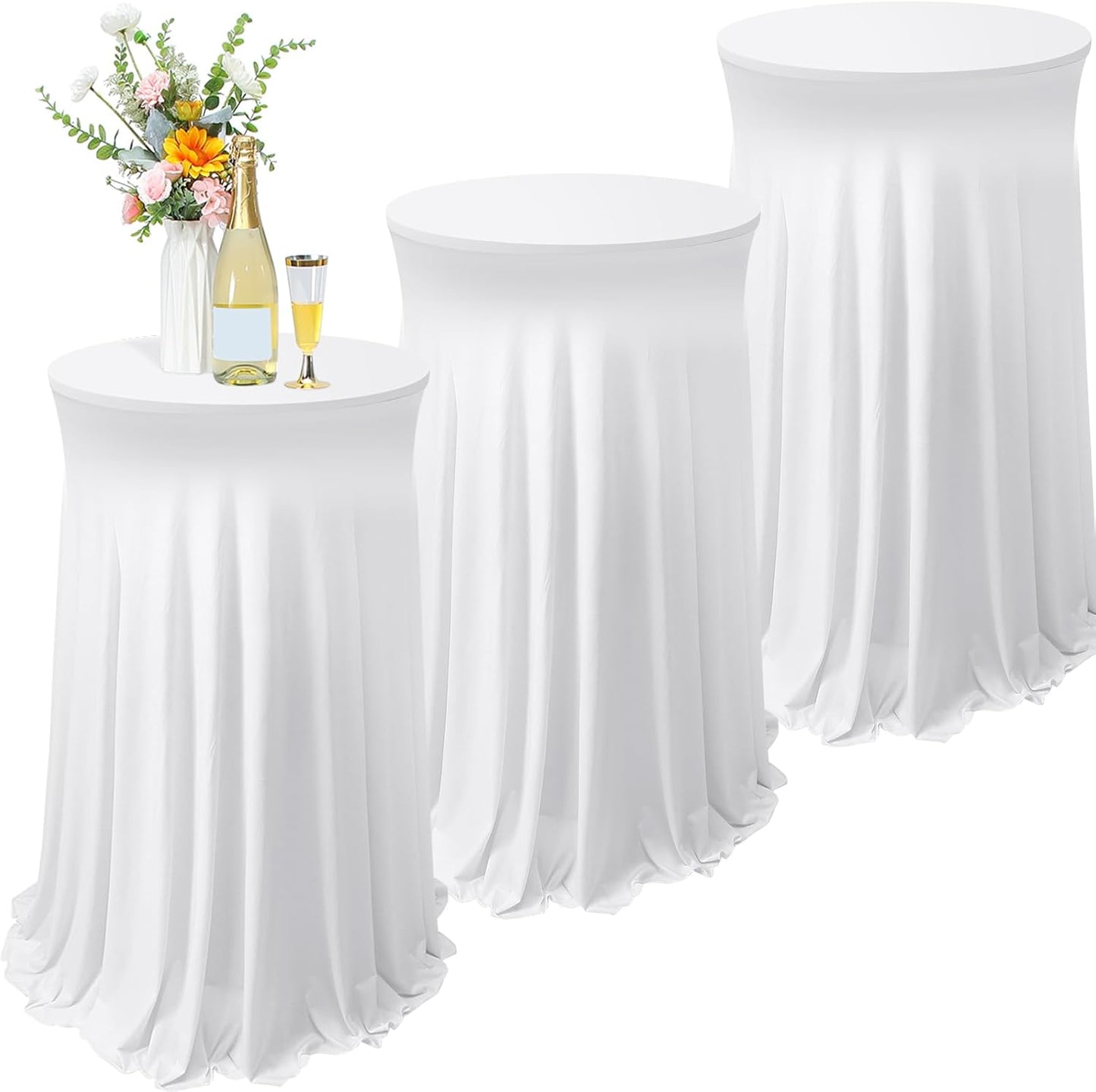 Spandex Cocktail Tablecloths for Elegant Events - 3 Pack