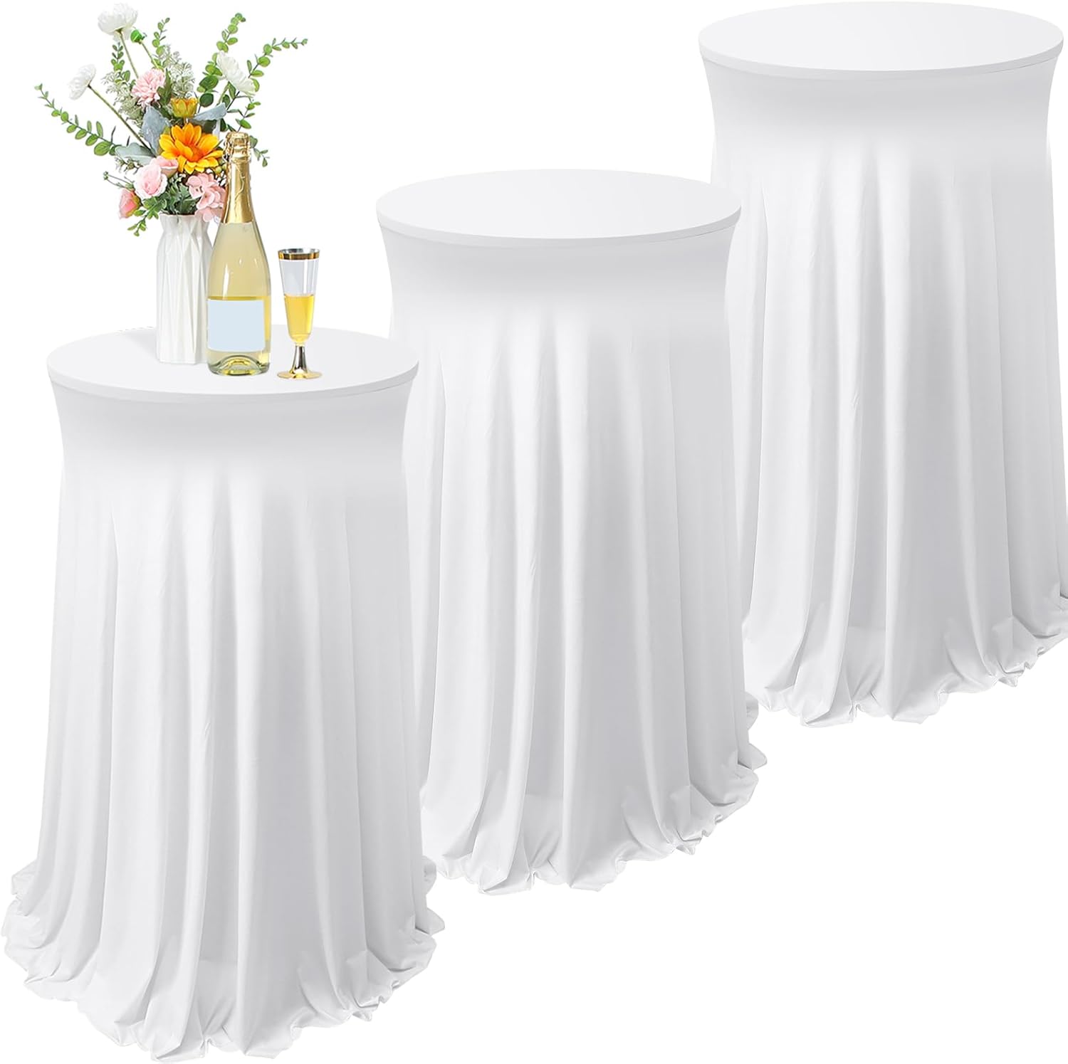 Spandex Cocktail Tablecloths for Elegant Events - 3 Pack