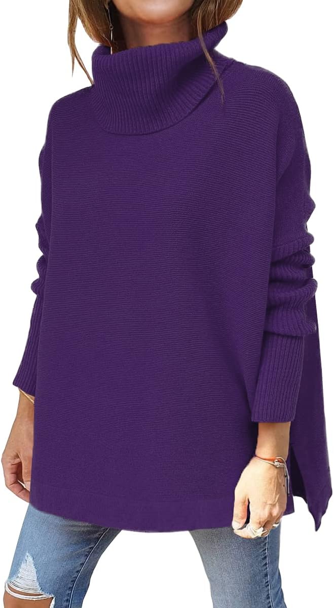 LILLUSORY Women's Turtleneck Oversized Sweater for Chic Style