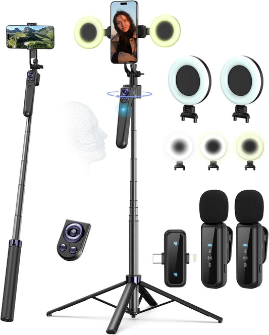 Vlogging Kit for iPhone/Android with Face Tracking Tripod