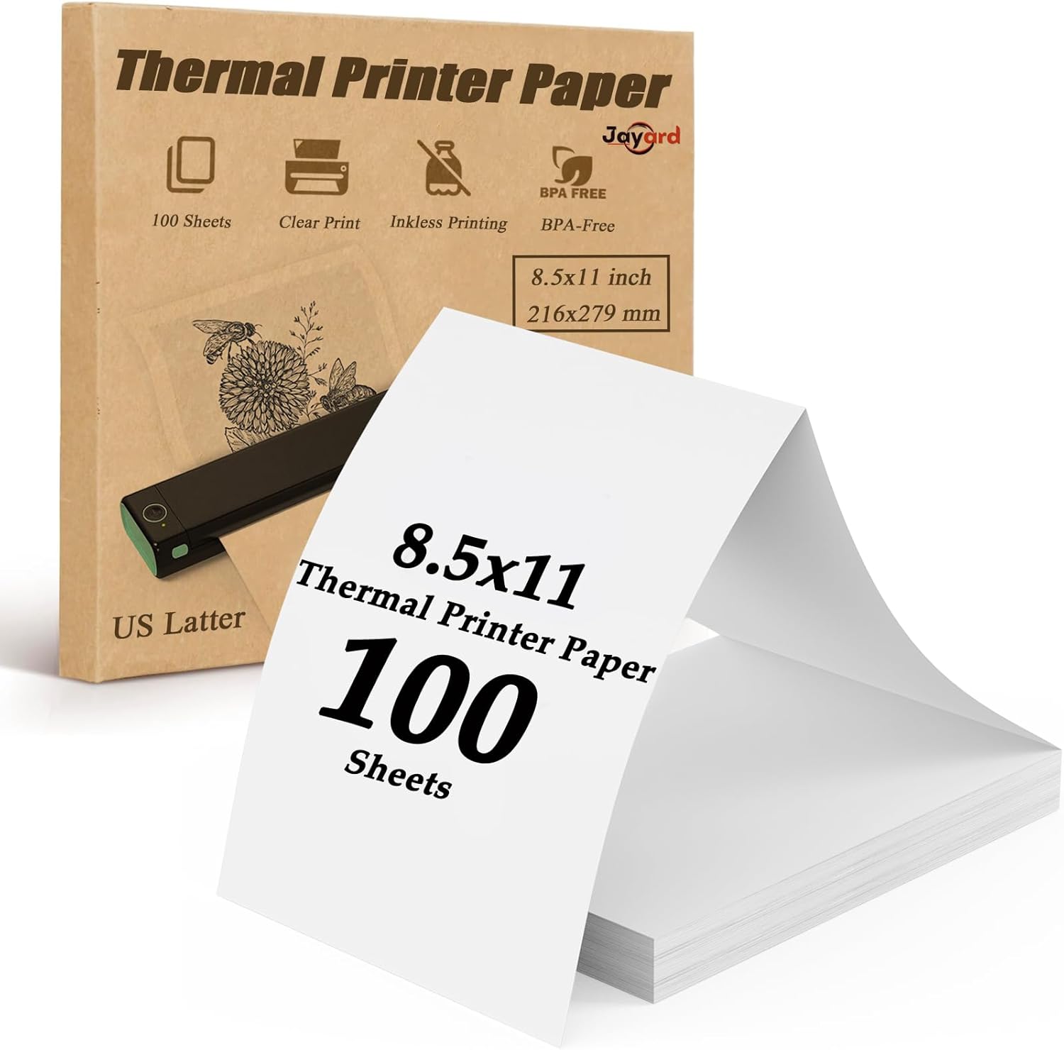 100 Sheets US Letter Thermal Paper for Homework & Invoices