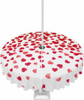 Red Love Heart Waterproof Round Tablecloth - 60 with Zipper