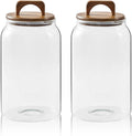 Large Glass Candy Jars with Wooden Lids - 1 Gallon Airtight Canisters