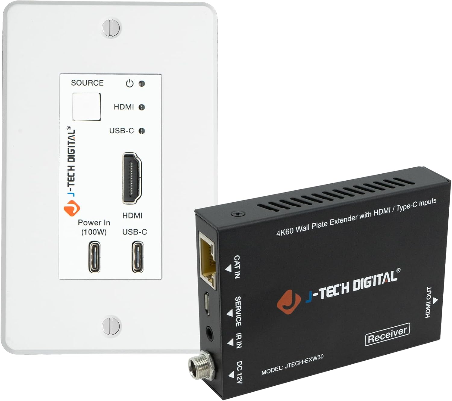 J-Tech Digital 4K HDMI & USB C Extender Over Cat5 Cable
