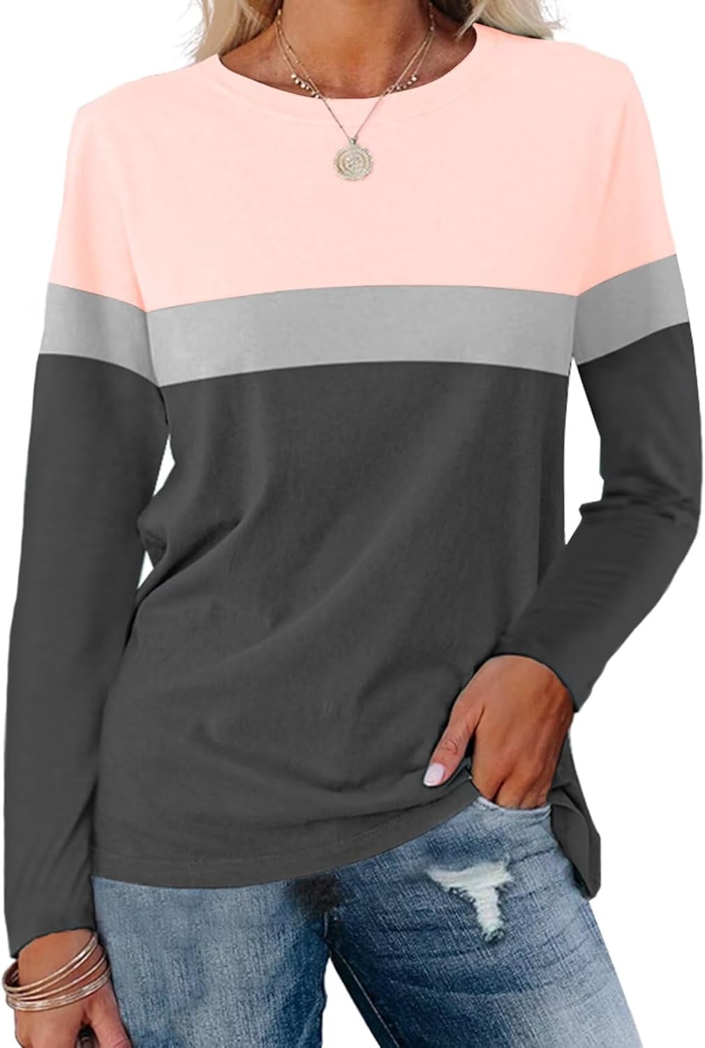 Minetom Color Block Tunic: Stylish Casual Comfort