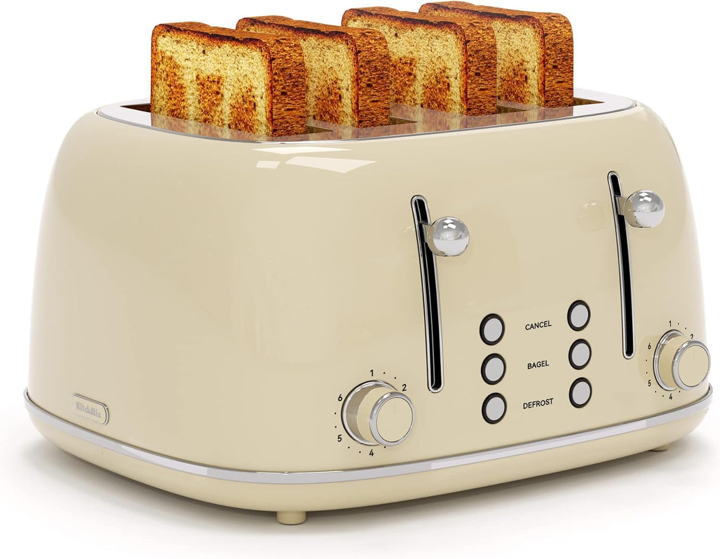 Toaster 4 Slice Retro Stainless with 6 Shade Settings for Breakfast
