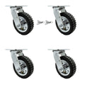 6 Inch Swivel Pneumatic Casters Set of 4 - Heavy Duty Outdoor Mobility