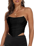 Women's Vintage Strapless Open Back Boned Mesh Bustier