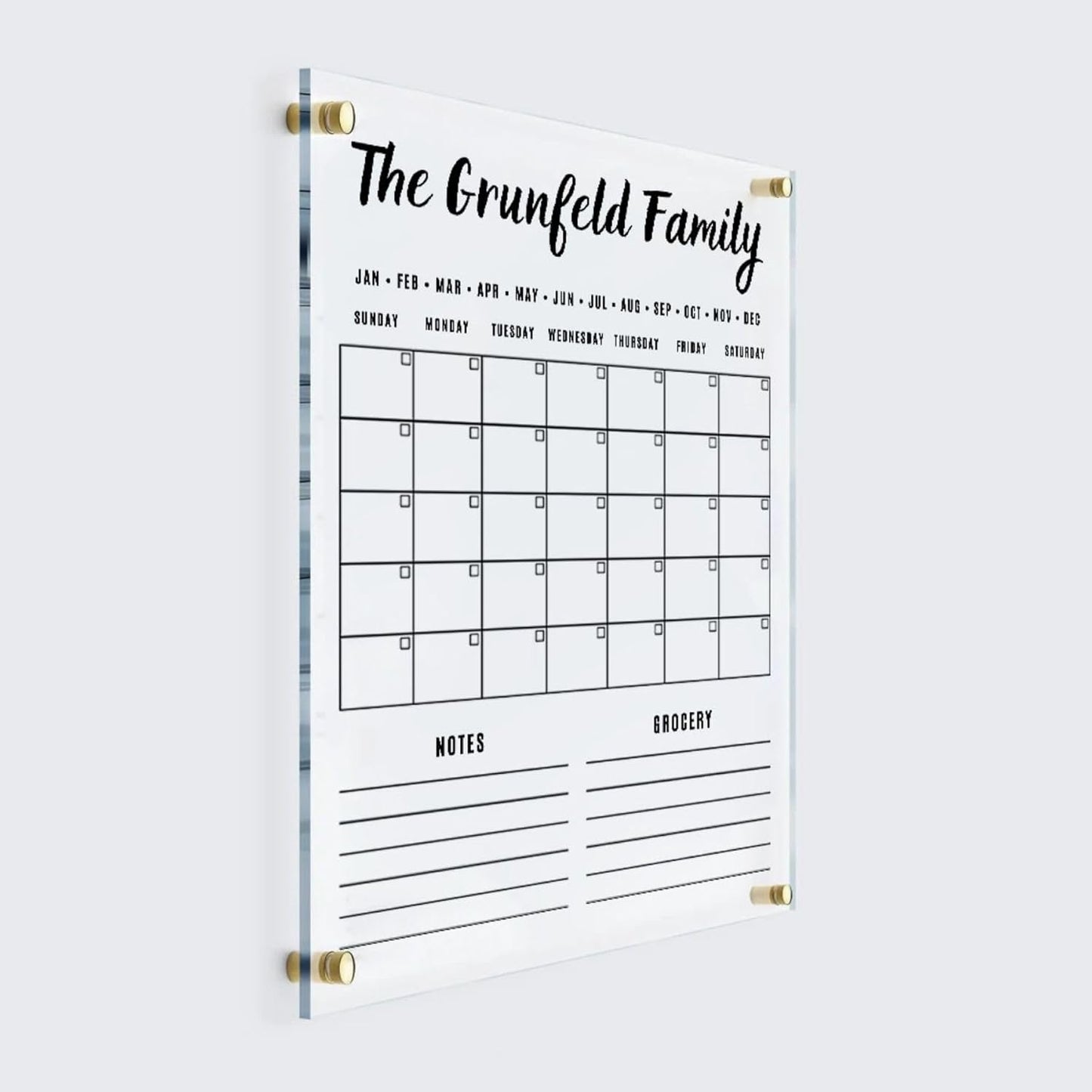 Acrylic Family Planner Wall Calendar - Personalized 2024