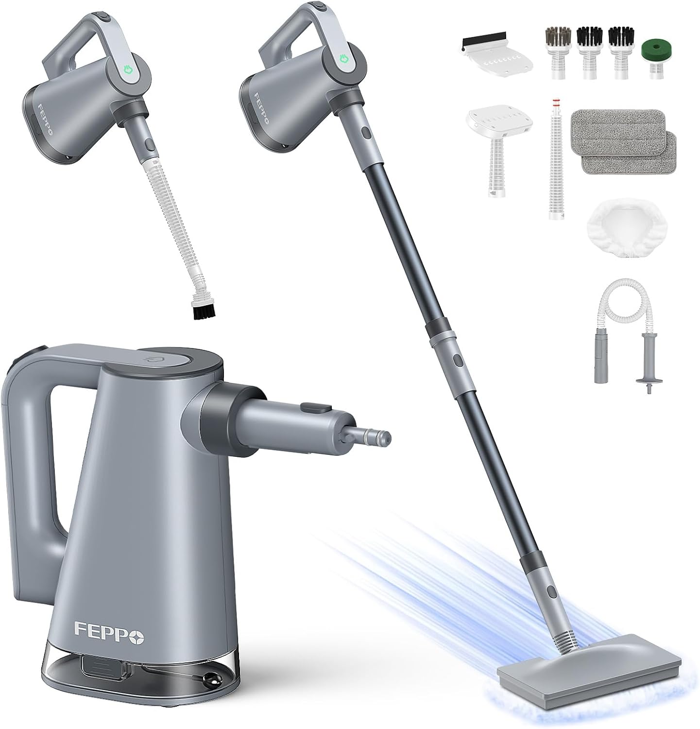 FEPPO Steam Mop for Home Cleaning - Versatile 10-in-1 Solution