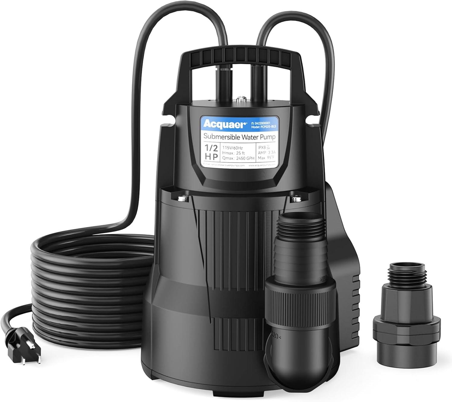 Acquaer 1/2 HP Automatic Sump Pump for Efficient Water Removal