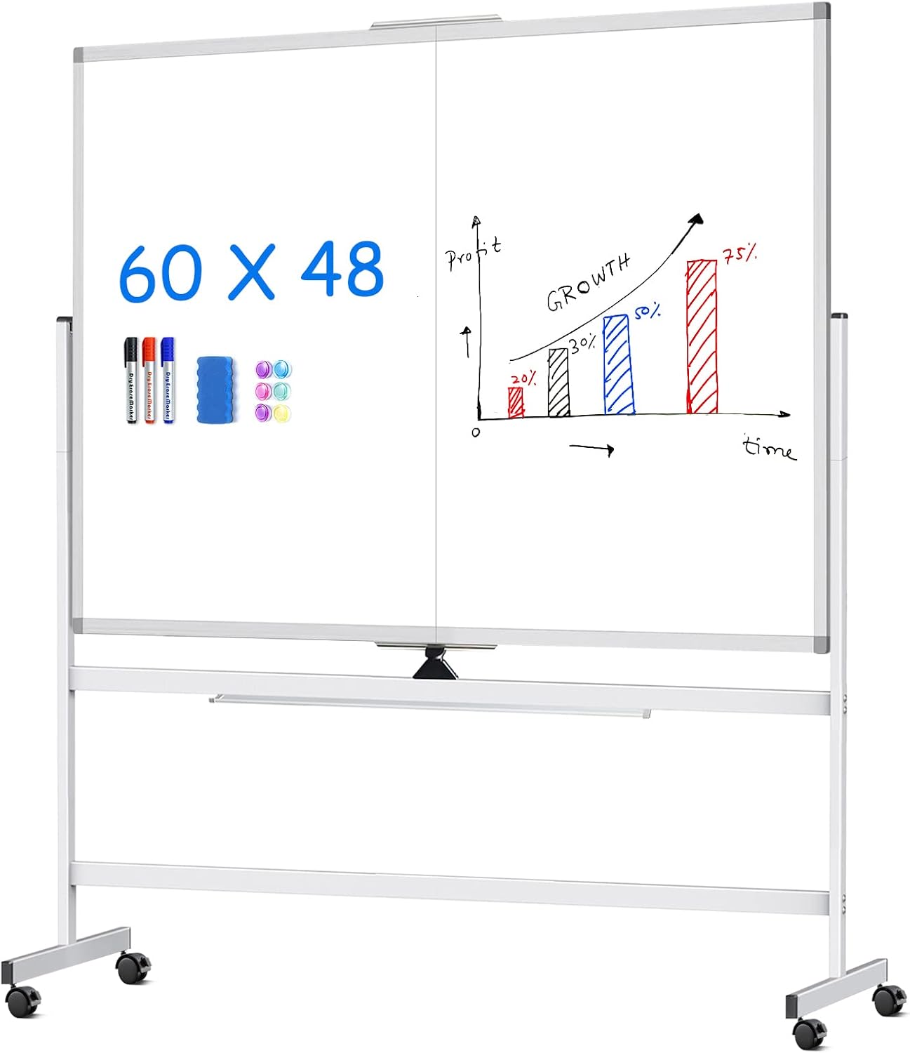 maxtek 60 x 48 Double Sided Rolling Whiteboard for Presentations