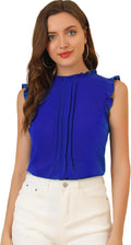 Allegra K Women's Business Casual Blouse - Sleeveless Ruffle Tank