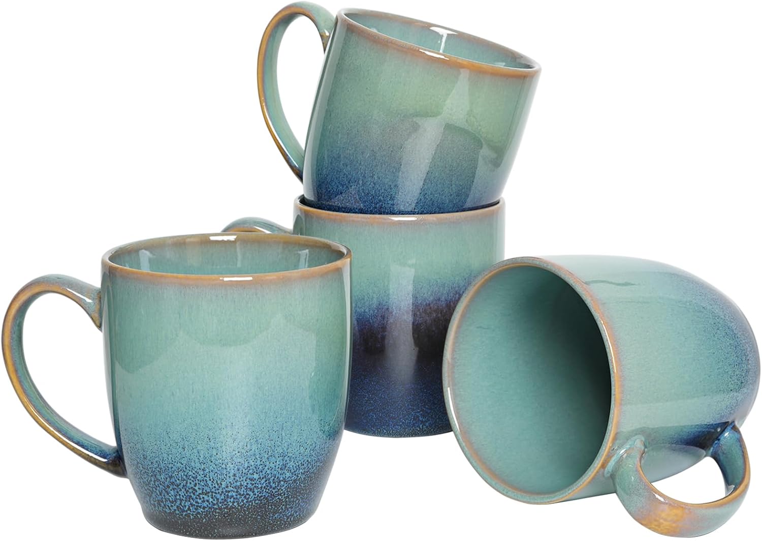 Bosmarlin 17 Oz Ceramic Coffee Mugs, Microwavable & Stylish - Set of 4
