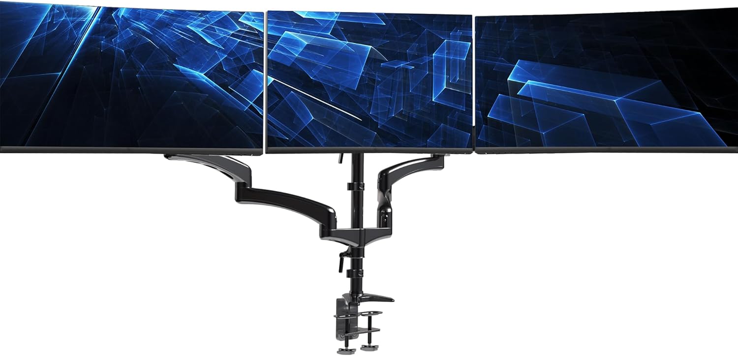 VIVO Triple Pneumatic Monitor Mount for 3 Screens Up to 32 in