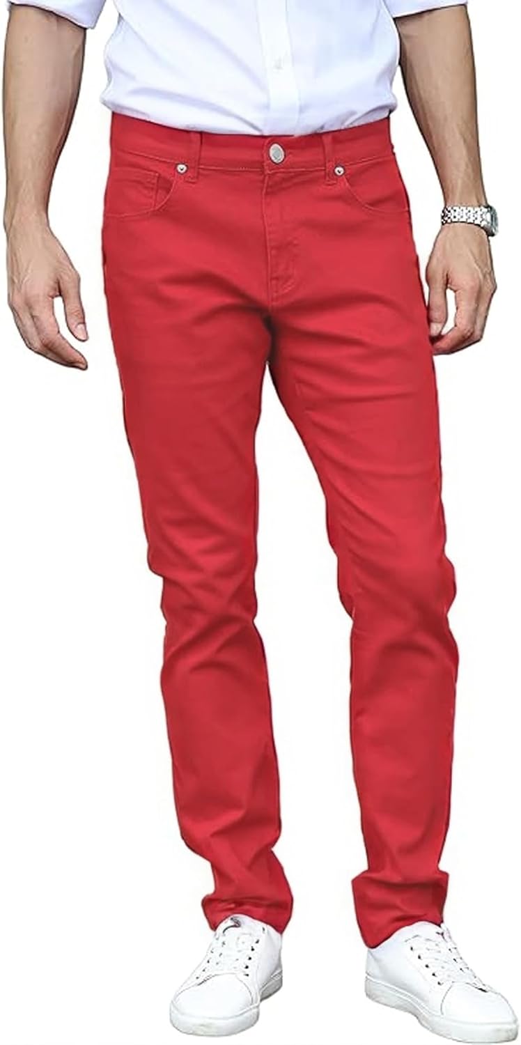 TEGIAS Men's Slim-Fit Stretch Plaid Jean for Comfort
