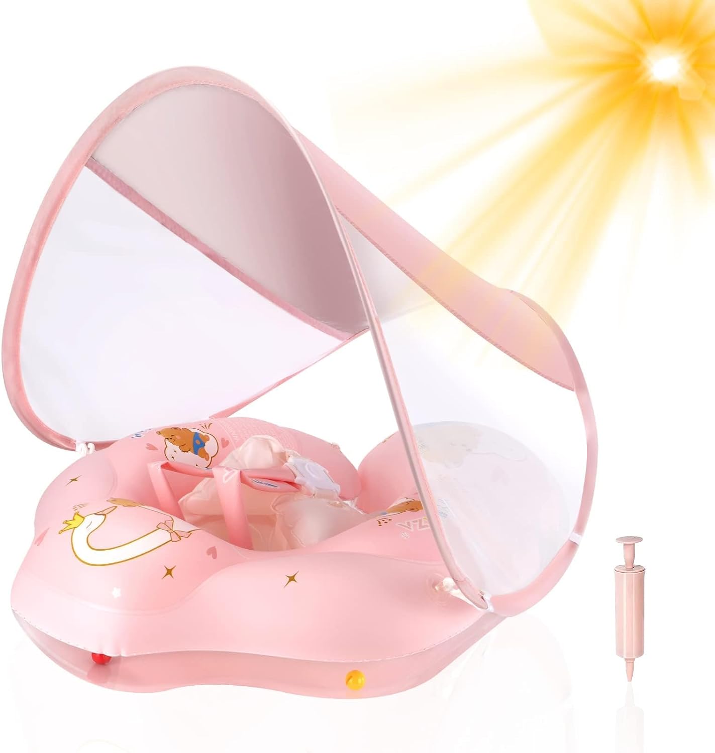 UPF50+ Baby Pool Float with Canopy - Safe & Comfy Swim Companion!