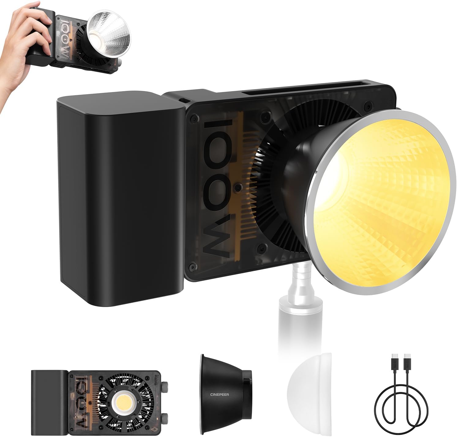 CINEPEER CX100 100W LED Video Light for Filmmaking and Streaming