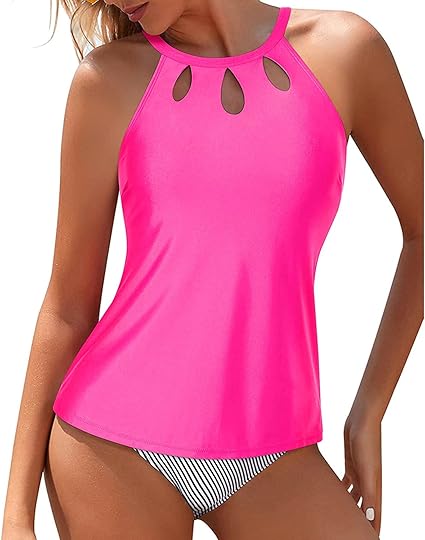Yonique Two Piece High Neck Tankini Swimsuits for Women Tummy Control