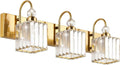 Modern Gold Crystal Vanity Lights 3-Light Bathroom Fixture - Sparkling