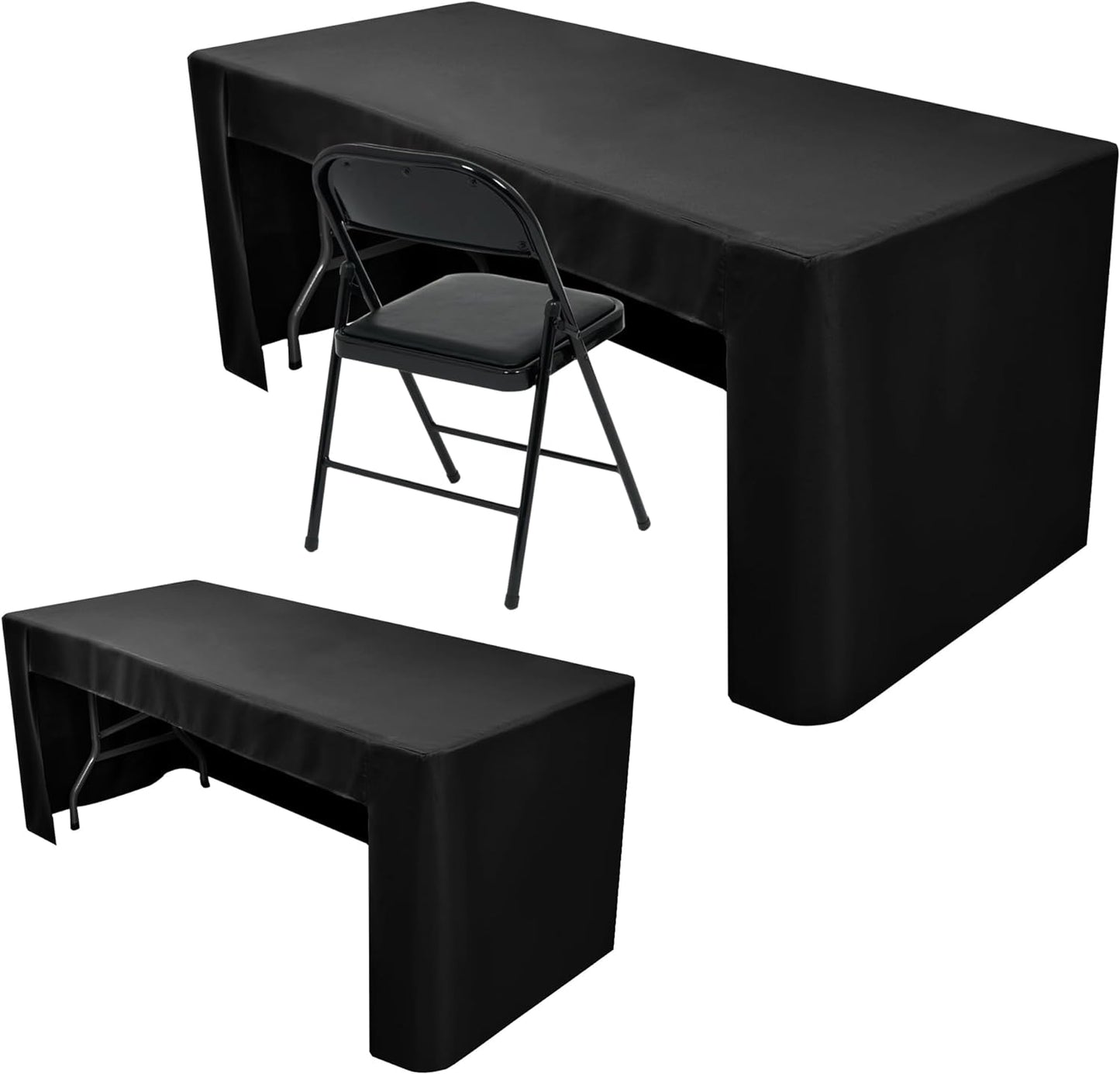 Nasitos 2 Pack Black Tablecloth for 8FT Trade Show Tables