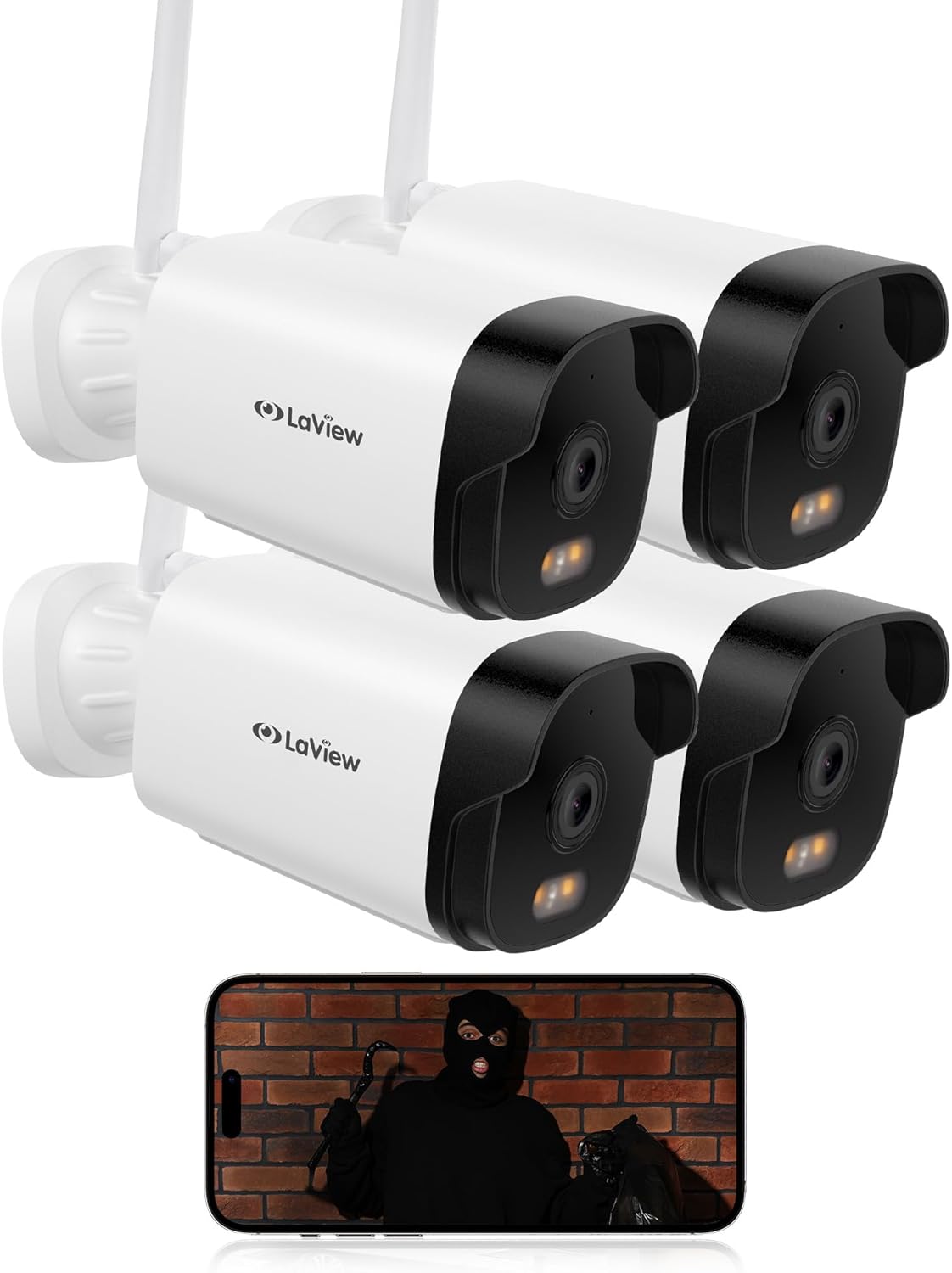 LaView 4K Outdoor Security Cameras with AI Detection and Night Vision