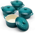 Kook Ceramic Mini Cocotte Set - 12 oz Individual Casseroles (Set of 4)