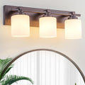 3 Light Modern Bathroom Light Fixtures Over Mirror - Milky Glass