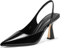 Womens Patent Leather Slingback Stiletto Pumps - Sleek Office Heels