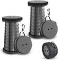 Collapsible Stool 2-Pack with Carry Bag & Clips - Portable Telescoping