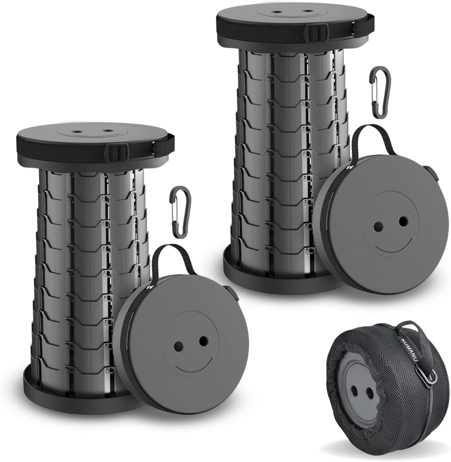 Portable 2-Pack Collapsible Stools - Height Adjustable & Lightweight