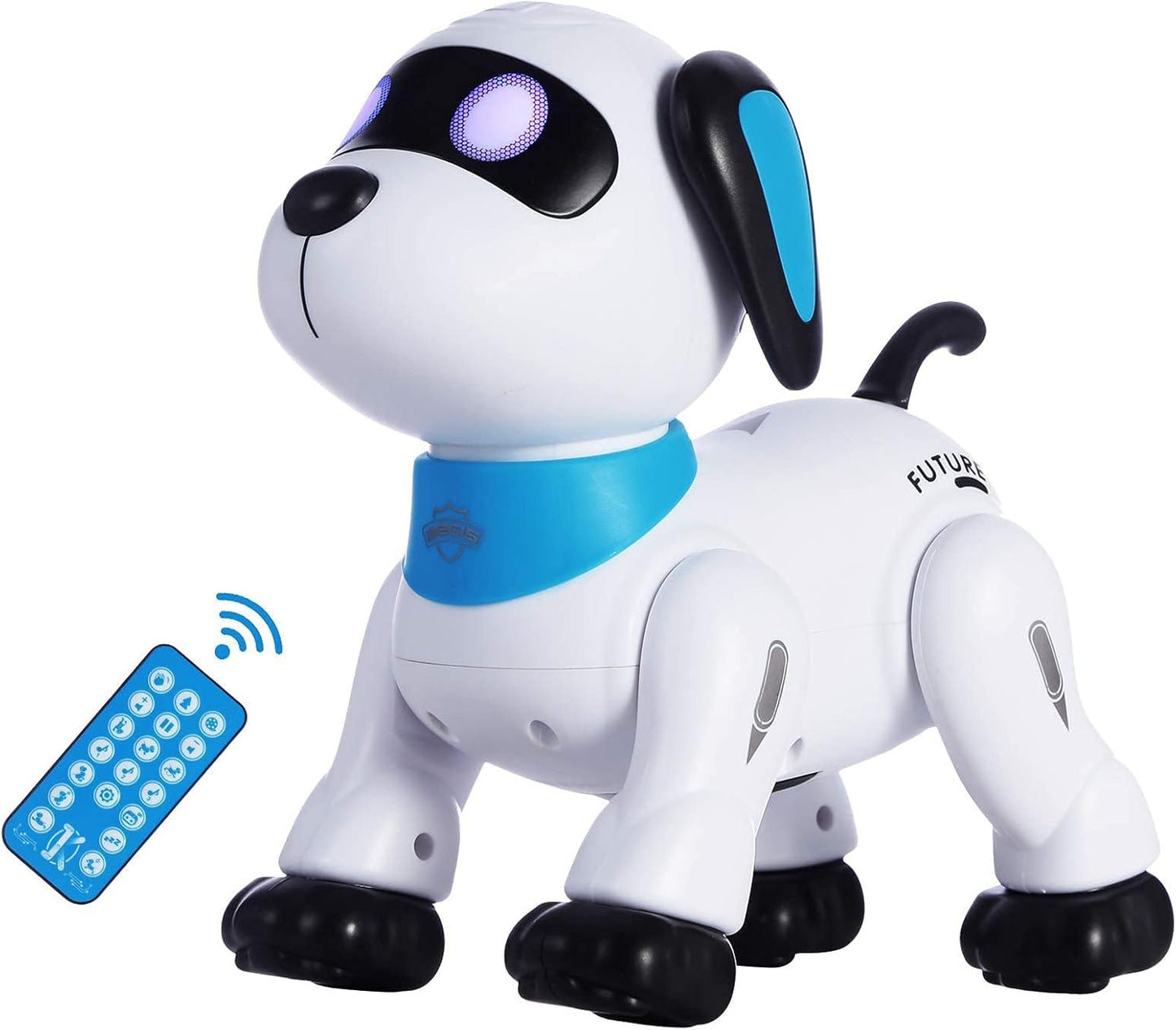 Interactive RC Robot Dog Toy for Kids 3+, Fun Dancing & Stunts, LED Eyes, Blue