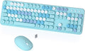Colorful Wireless Keyboard and Mouse Combo Blue - Retro Round Keycaps