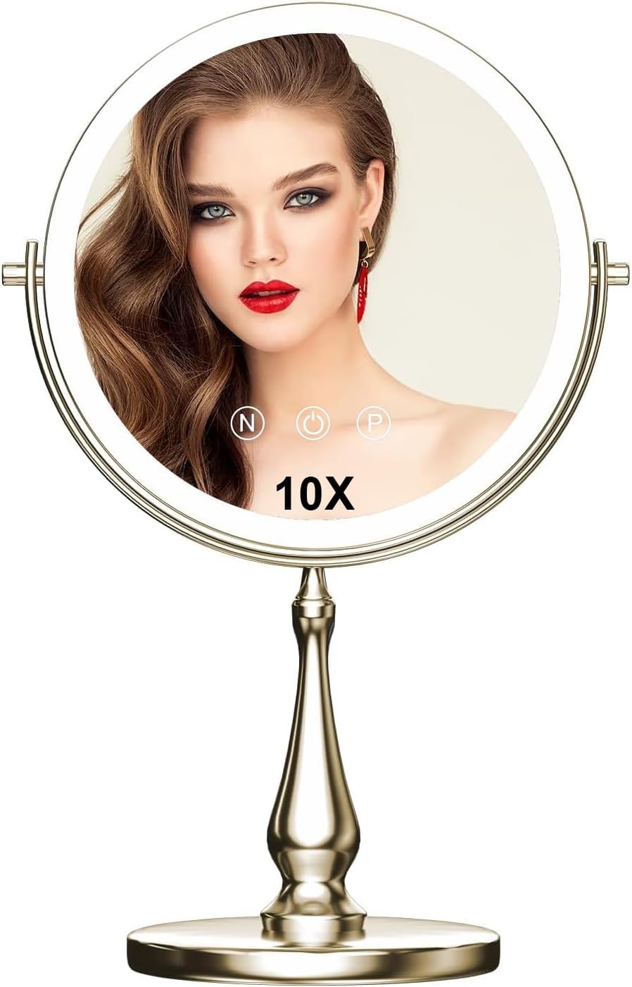 9 Inch Large Light Makeup Mirror with 10x Magnification Features