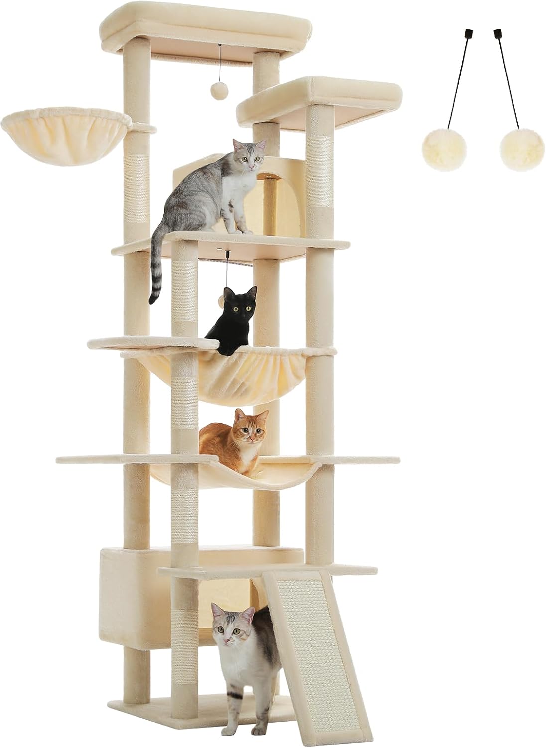 81in Heavy Duty Cat Tree for Large Cats with 6 Scratching Posts