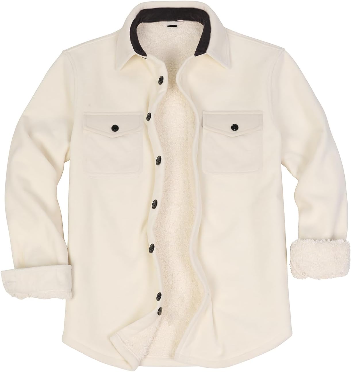 ZENTHACE Men's Warm Sherpa Lined Fleece Plaid Flannel Shirt Jacket