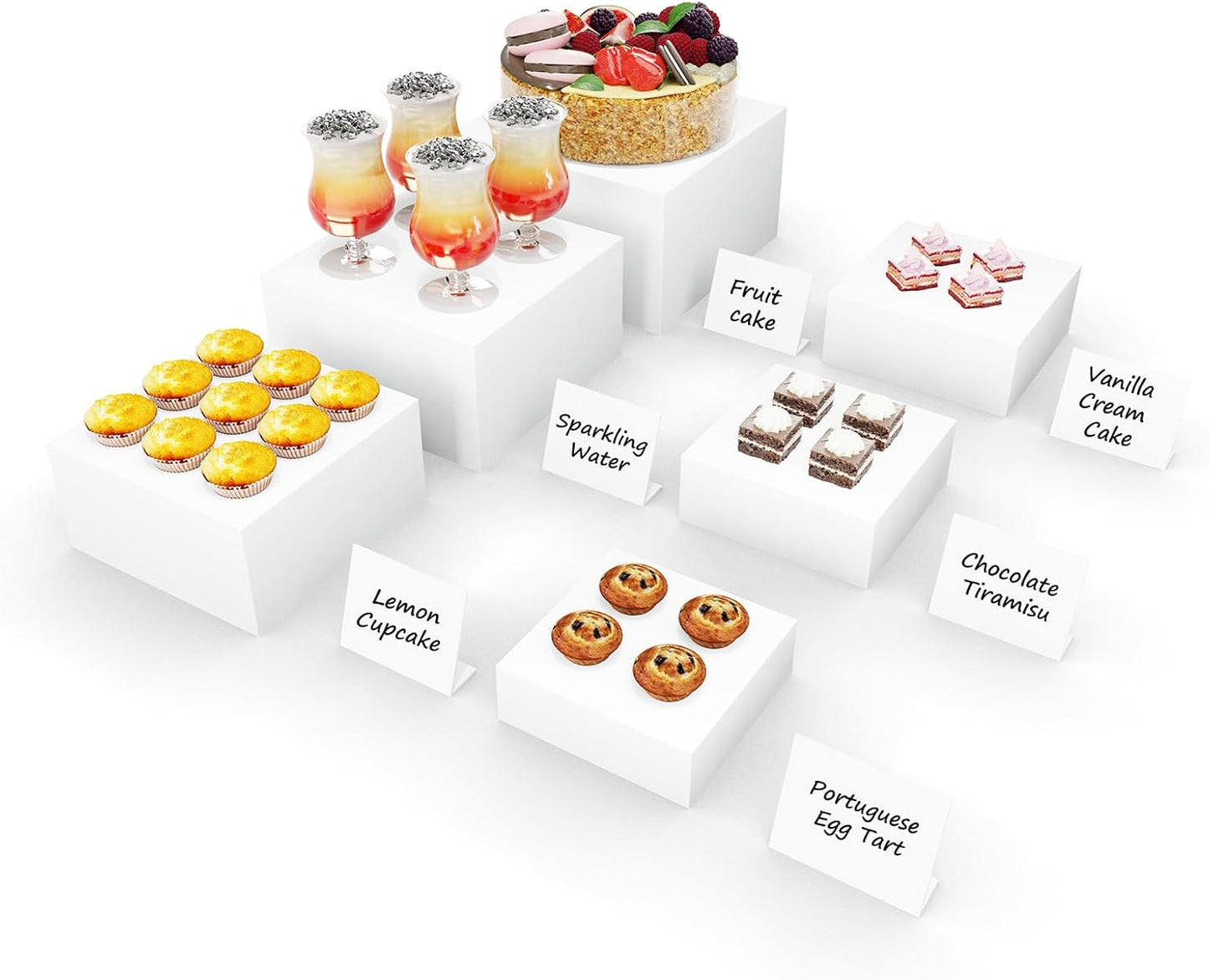 6 Pcs Buffet Risers for Elegant Food Display and Organization