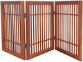 Pet Dog Gate Freestanding Acacia Hardwood 3-Panel 24in Tall - Portable